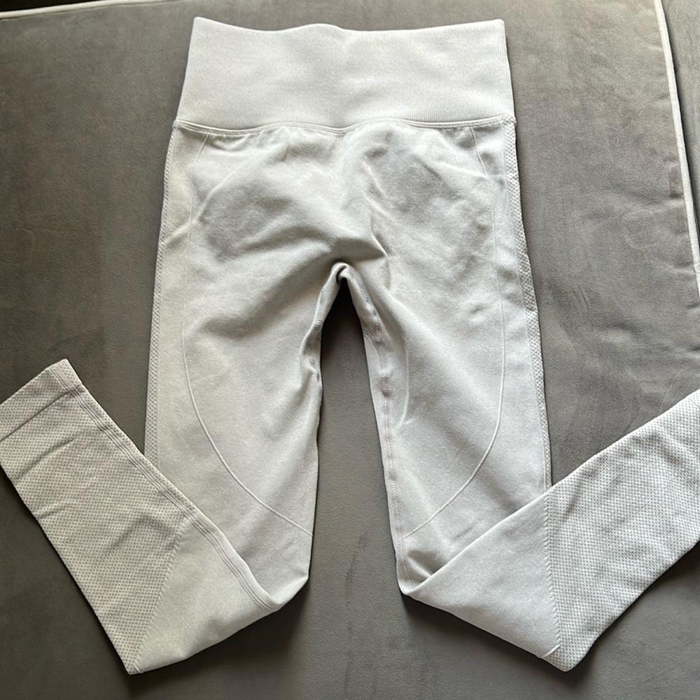 Taupe cream workout pants shows the back side small